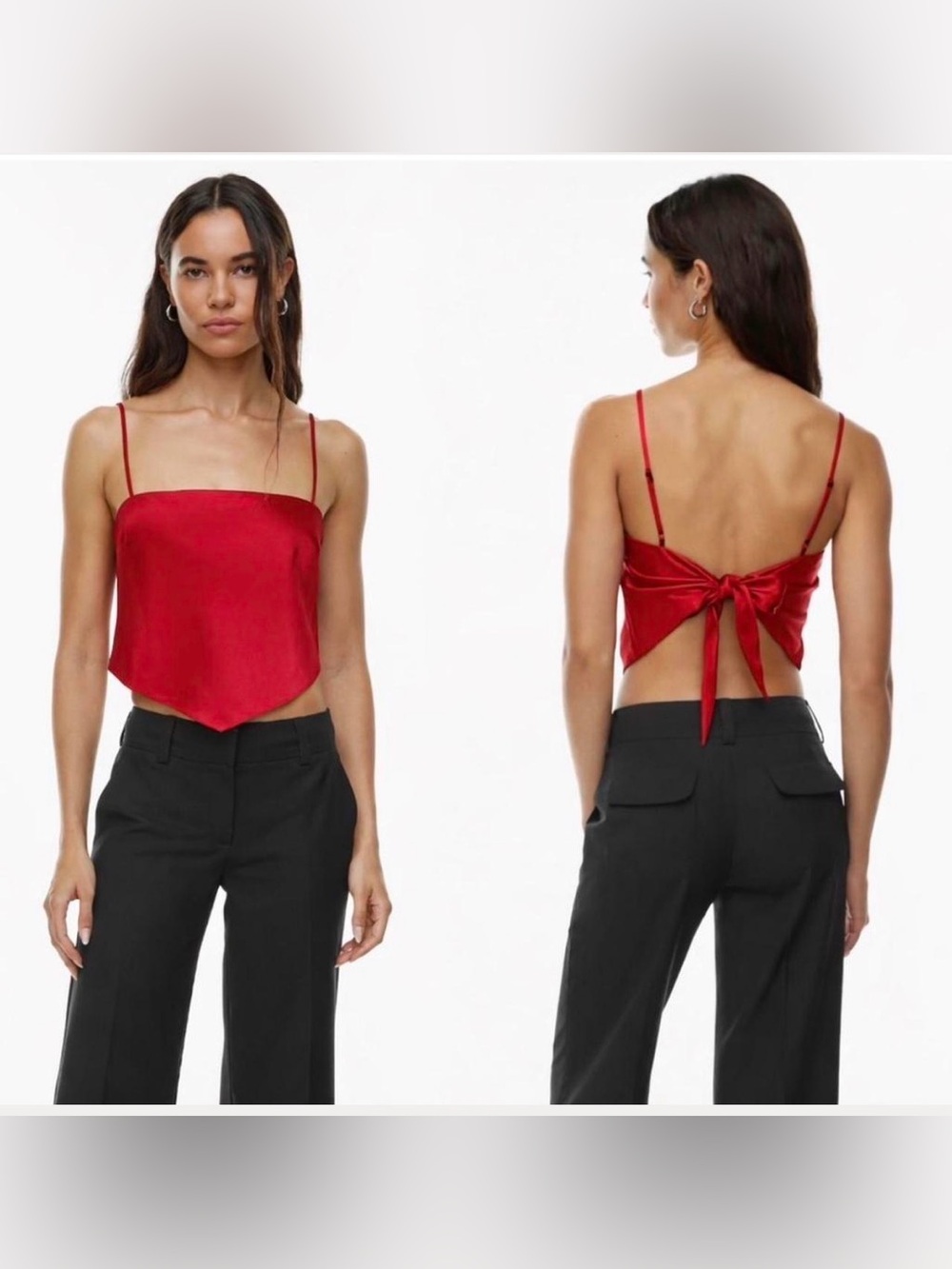 Red Satin Sunday Best Aritzia bandau/bandana tied top. Size XS.